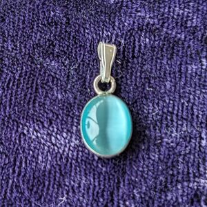 Vintage 925 Sterling Silver Minimalist Pendant With Blue Insert